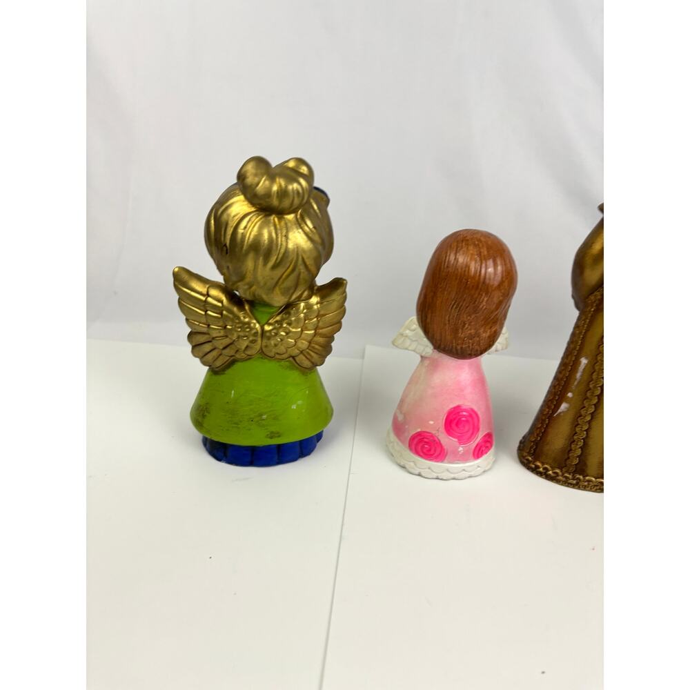 Lot of 6 Vintage Gold Painted‎ Three Wise Men Angels Nativity Chalkware MCM - Picture 5 of 11